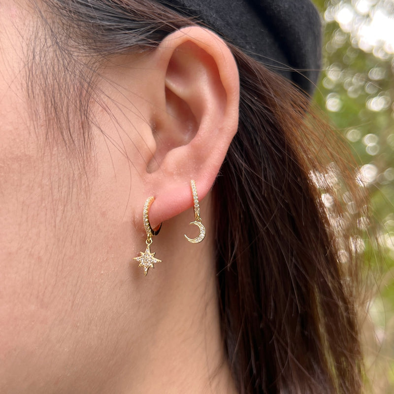 Celestial Star &amp; Moon Dangle Earrings