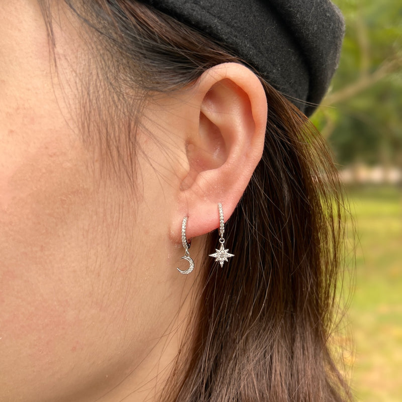 Celestial Star &amp; Moon Dangle Earrings