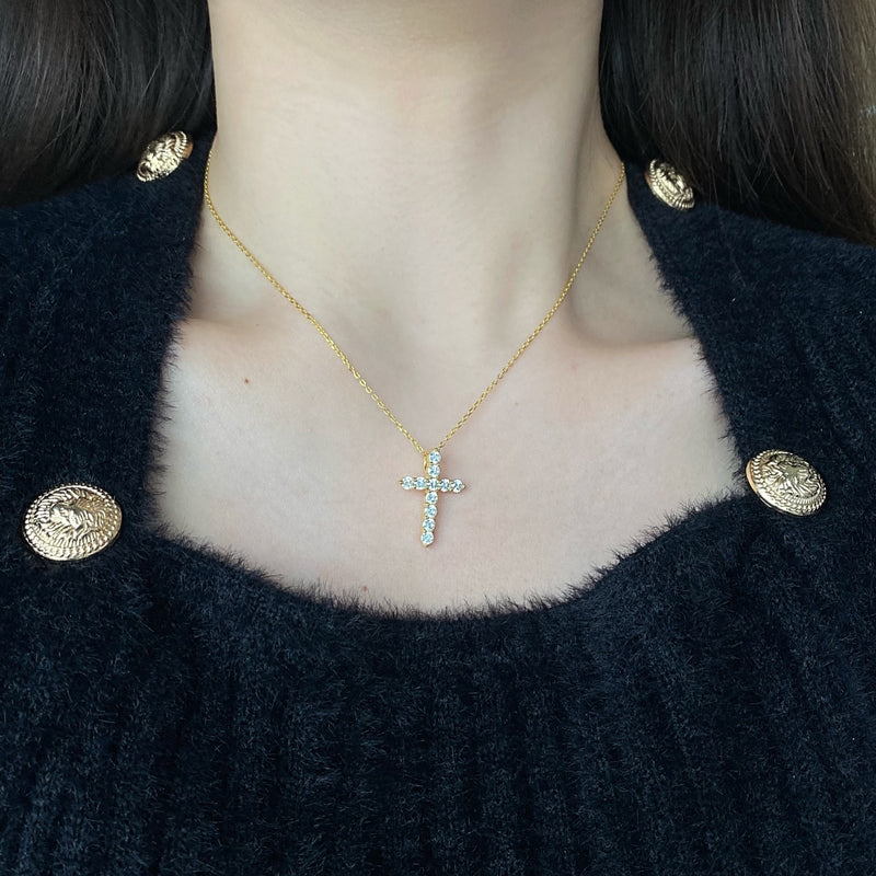 Radiant Cross Zircon Necklace