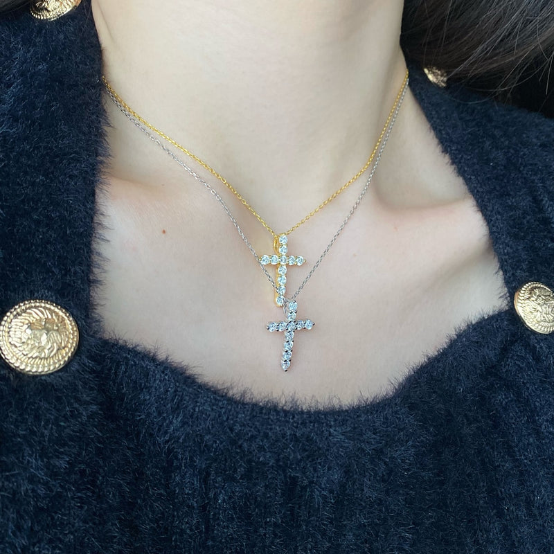 Radiant Cross Zircon Necklace