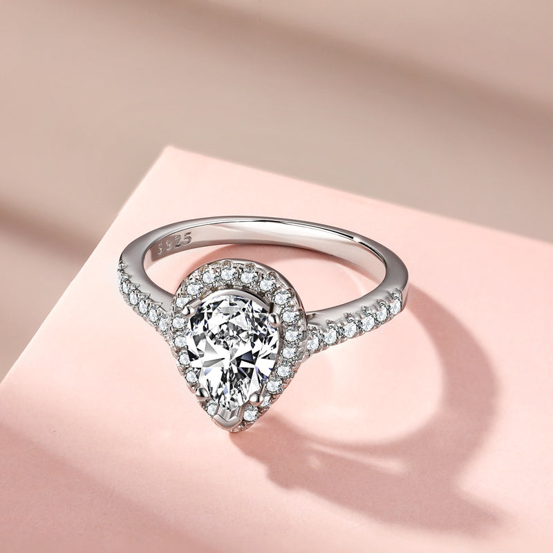 Pink Blossom Pear-Cut Zircon Ring