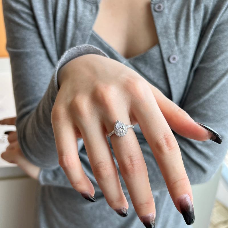 Pink Blossom Pear-Cut Zircon Ring