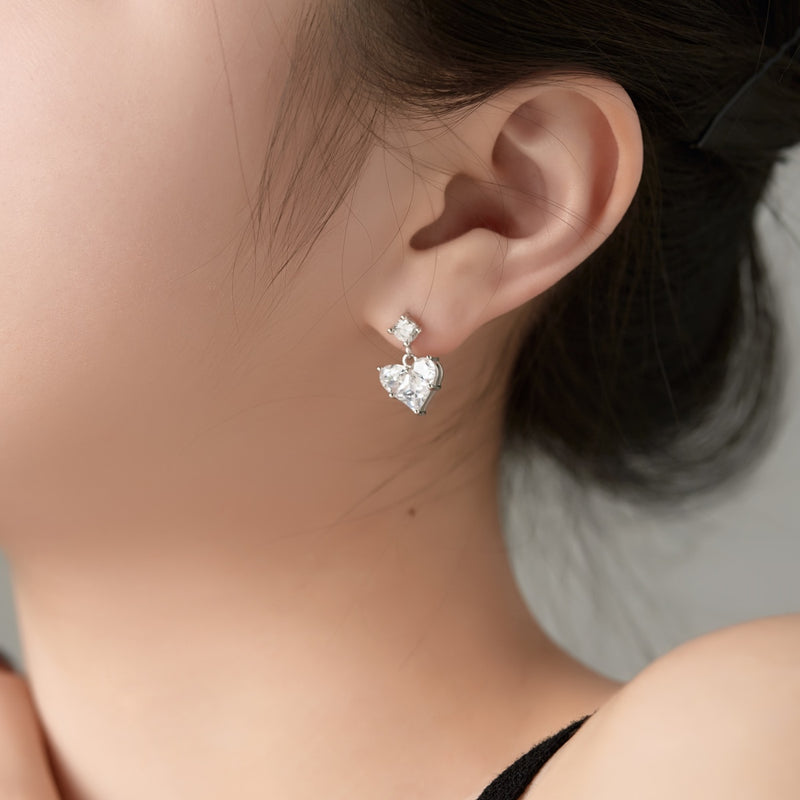 Crystal Heart Drop Earrings