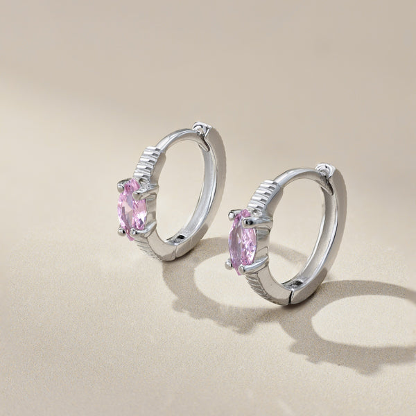 Pink Marquise Stone Huggie Earrings