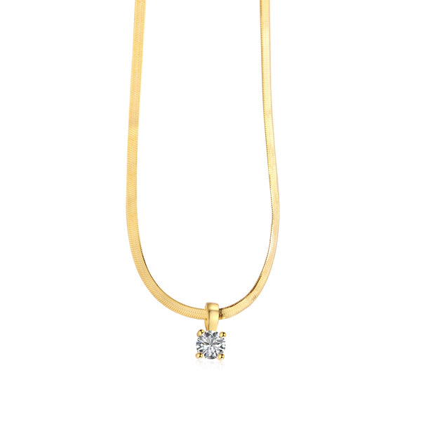 Radiant Gold Solitaire Necklace