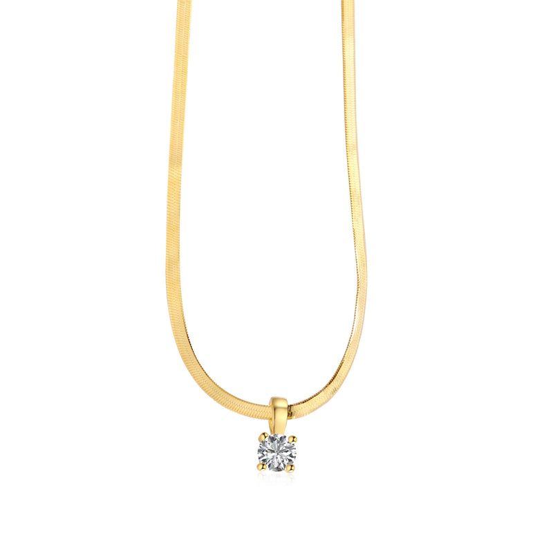 Radiant Gold Solitaire Necklace