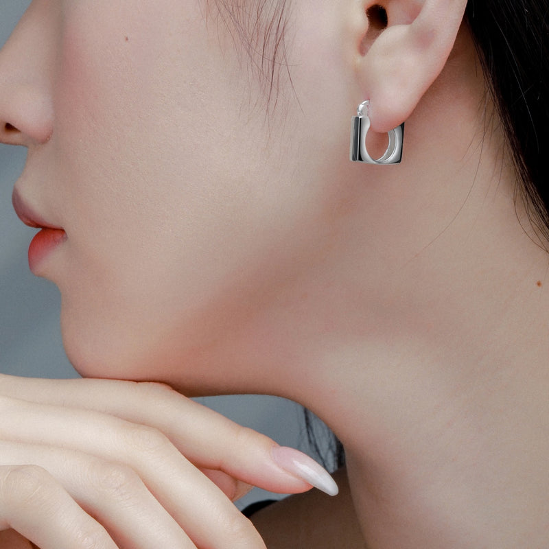 Modern Square Hoop Earrings