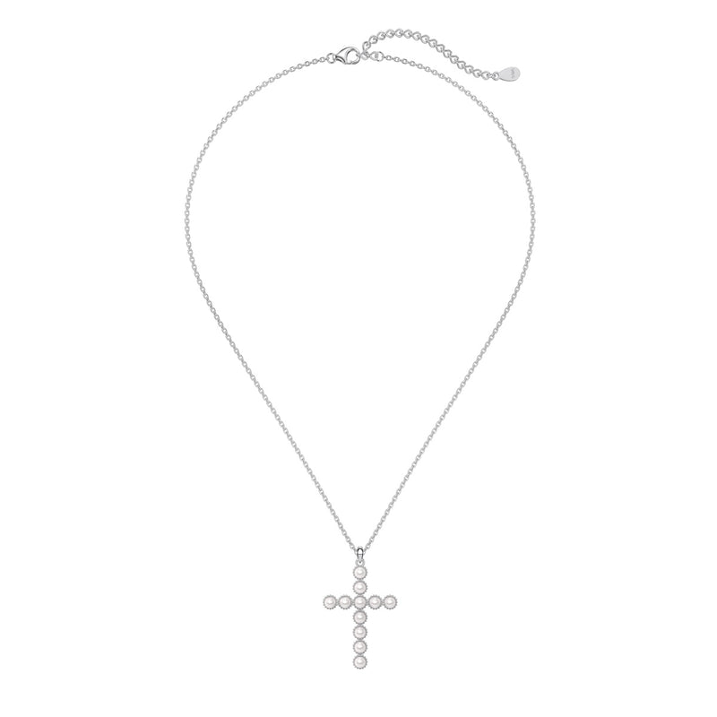 Golden Pearl Cross Necklace