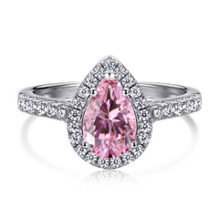 Pink Blossom Pear-Cut Zircon Ring