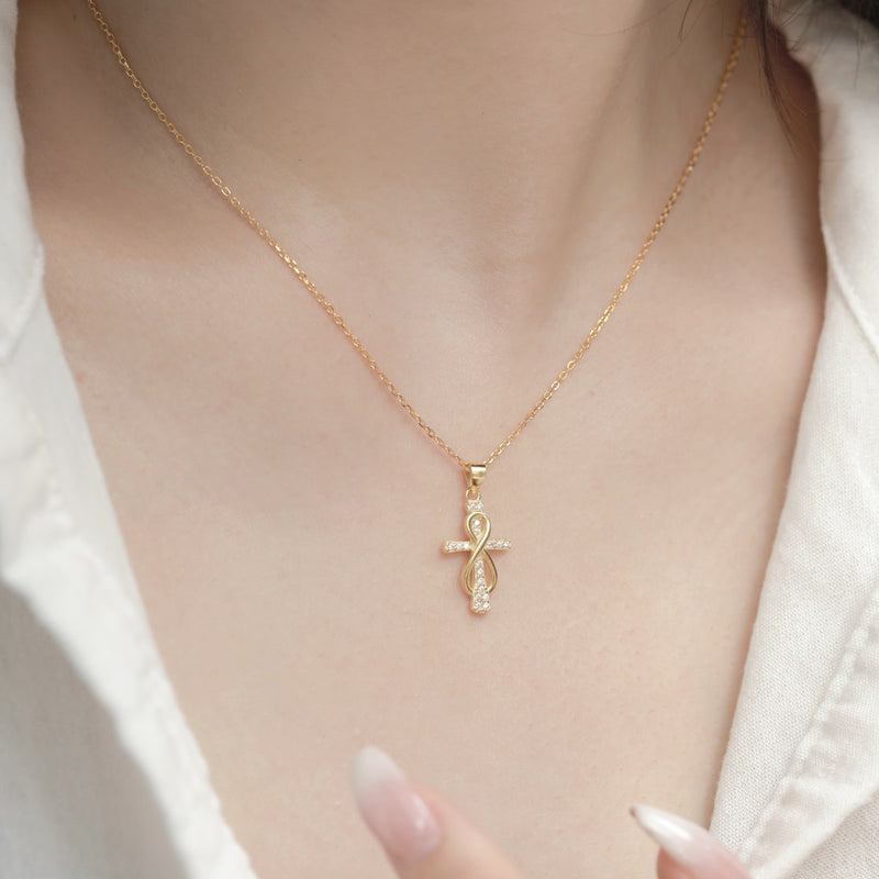 Golden Eternal Cross Necklace