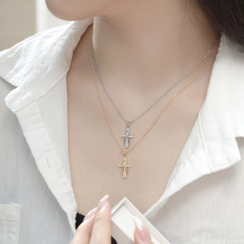 Golden Eternal Cross Necklace