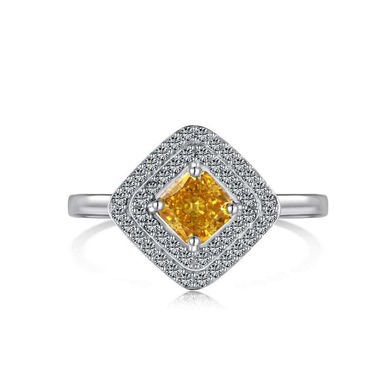 Radiant Square Halo Ring