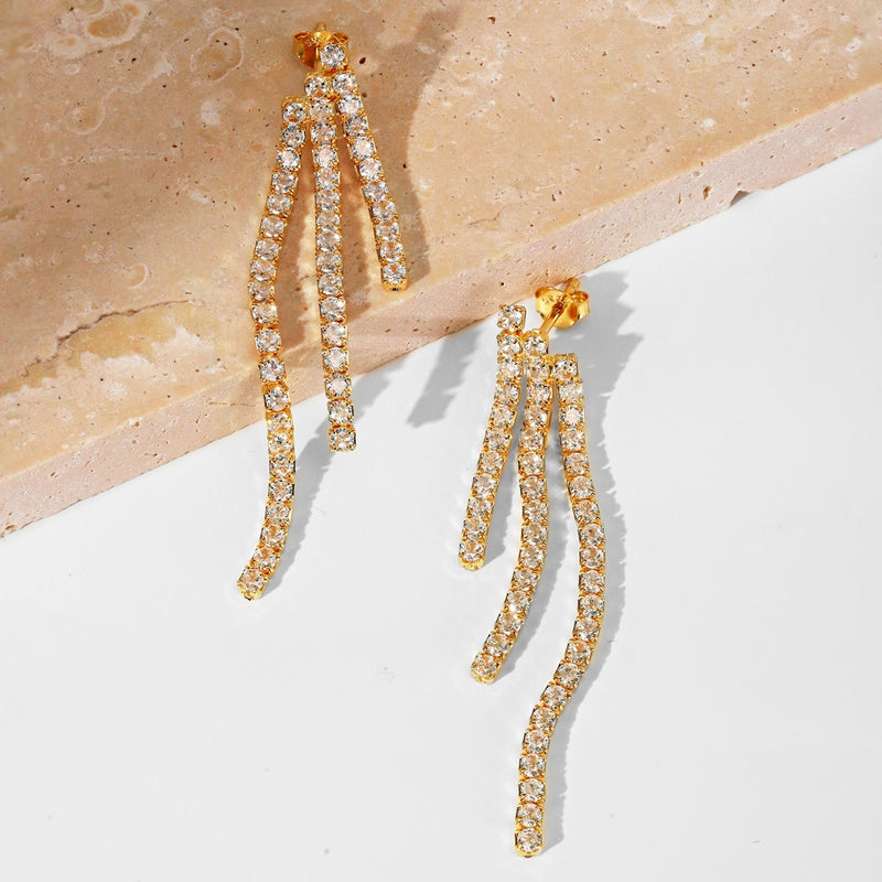 Multi-Row Crystal Drop Earrings