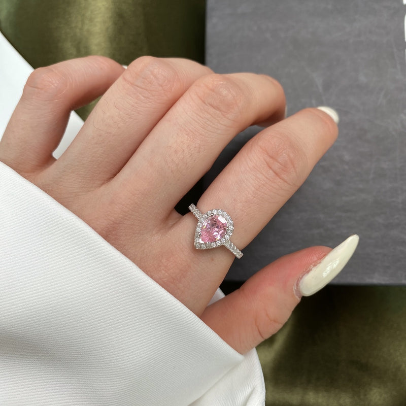 Pink Blossom Pear-Cut Zircon Ring