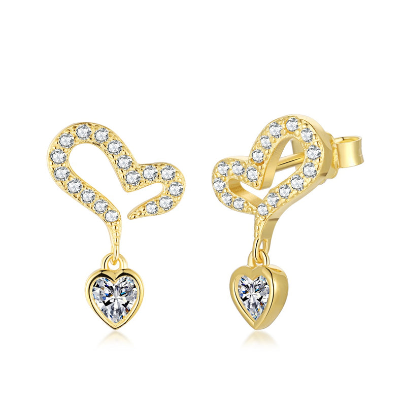 Golden Heart Charm Earrings