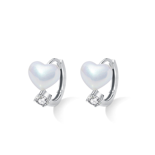 Heart of Pearl Hoop Earrings