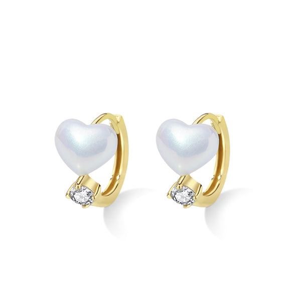 Heart of Pearl Hoop Earrings