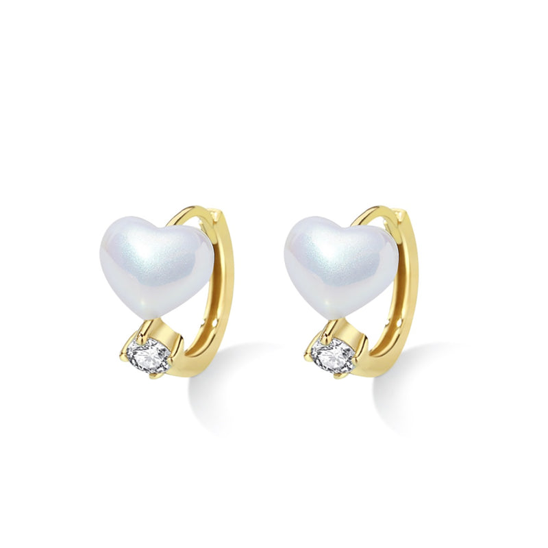 Heart of Pearl Hoop Earrings