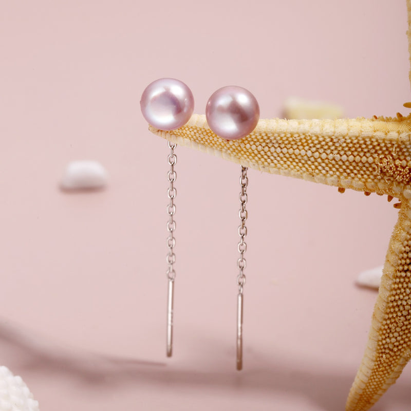 Freshwater Pearl Chain Drop Earrings