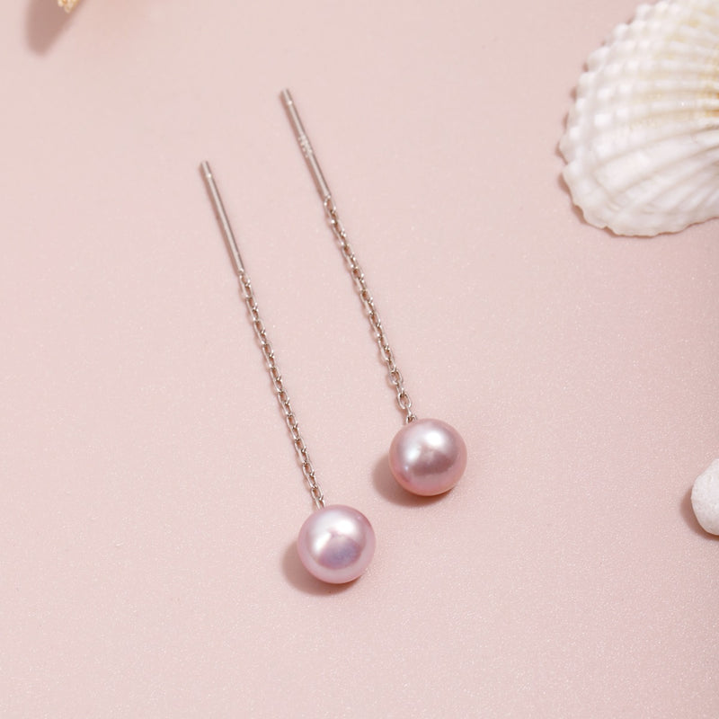 Freshwater Pearl Chain Drop Earrings