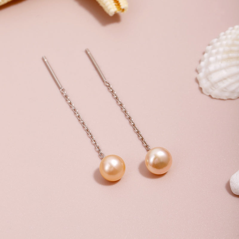 Freshwater Pearl Chain Drop Earrings