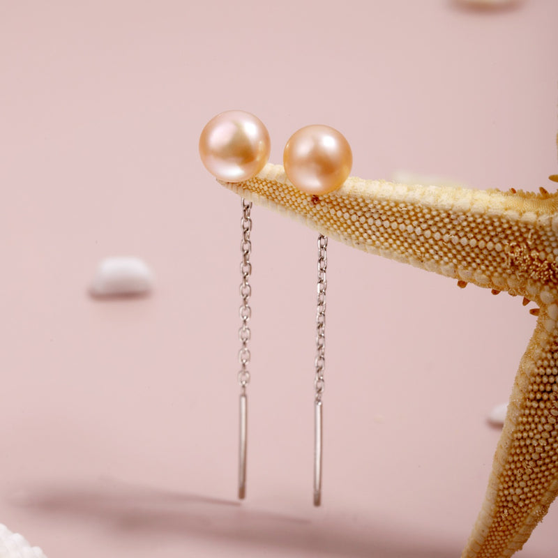 Freshwater Pearl Chain Drop Earrings