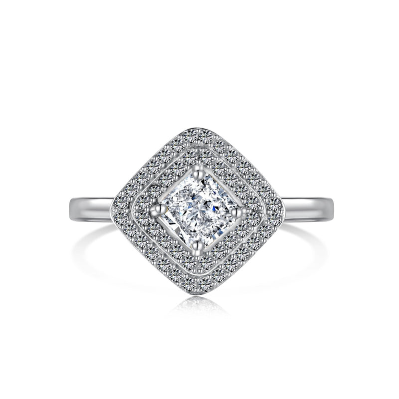 Radiant Square Halo Ring