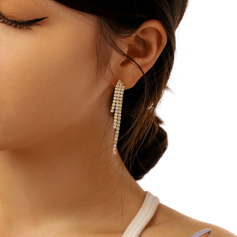 Multi-Row Crystal Drop Earrings