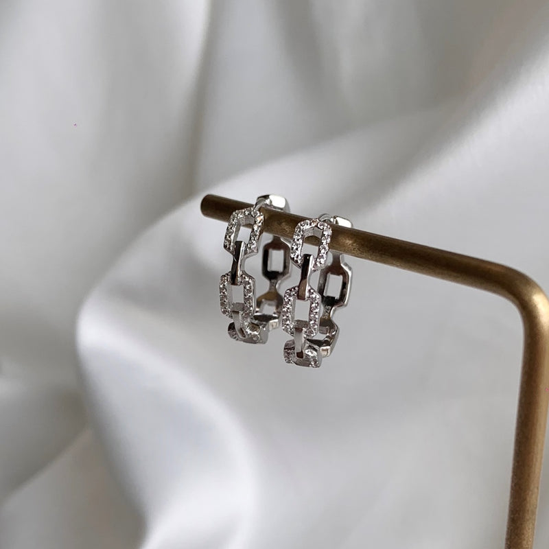 Linked Sparkle Hoop Earrings