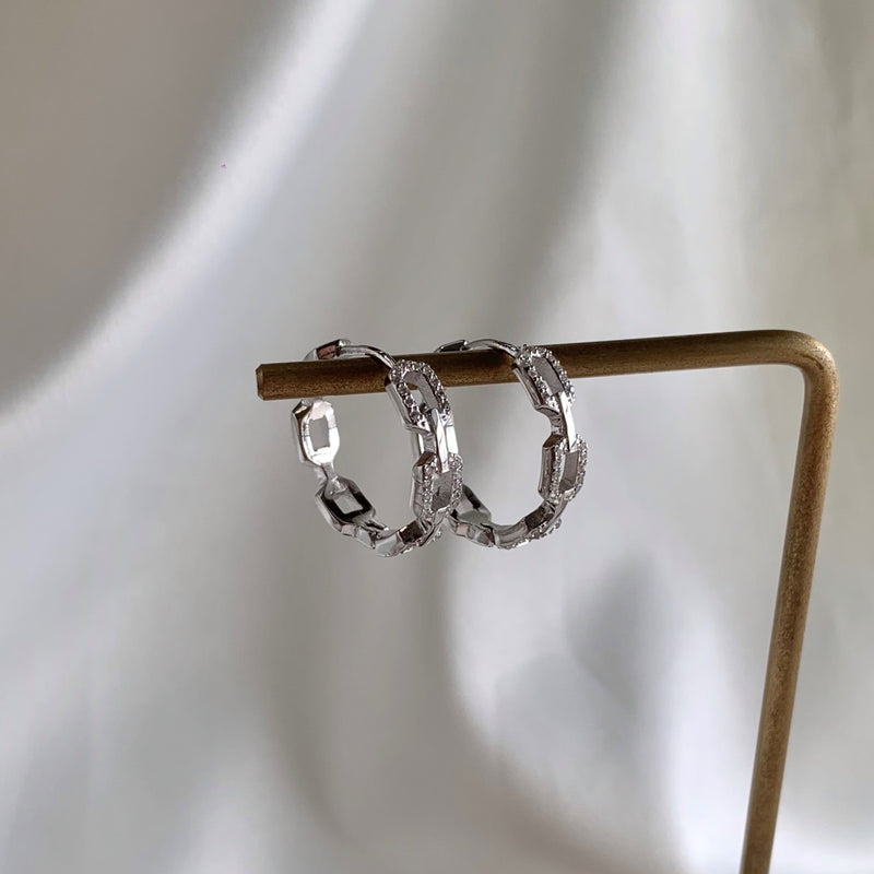 Linked Sparkle Hoop Earrings