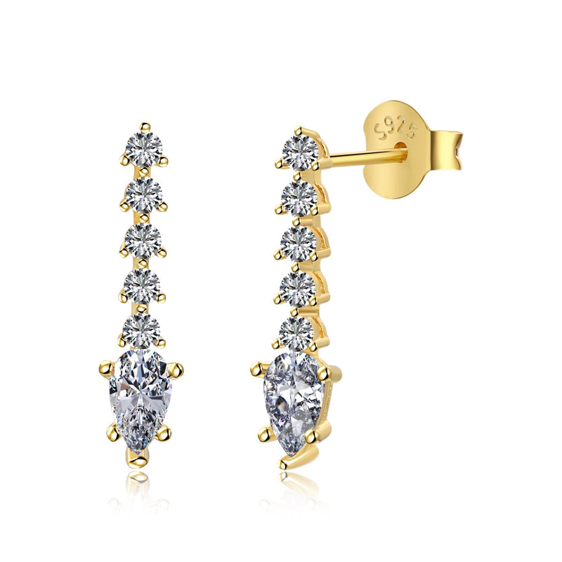 Golden Cascade Pear Earrings