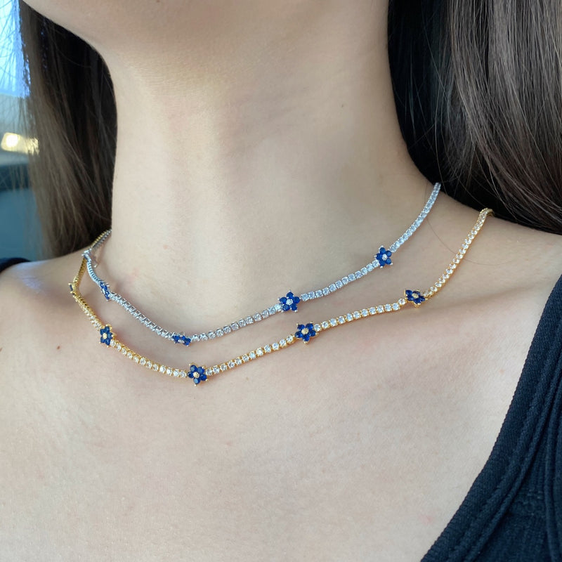 Midnight Sapphire Bloom Necklace