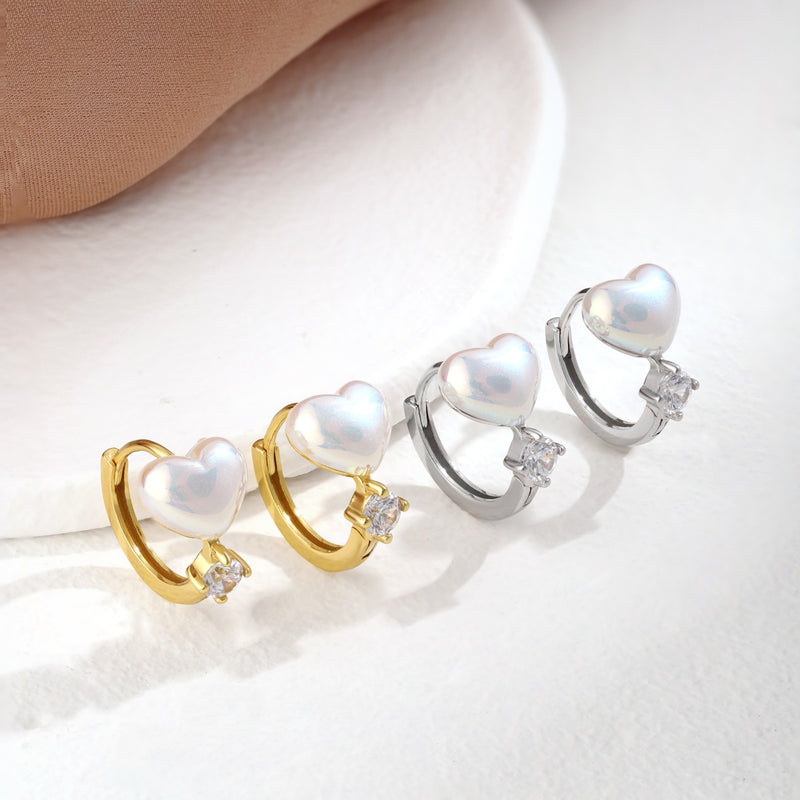 Heart of Pearl Hoop Earrings