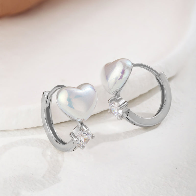 Heart of Pearl Hoop Earrings