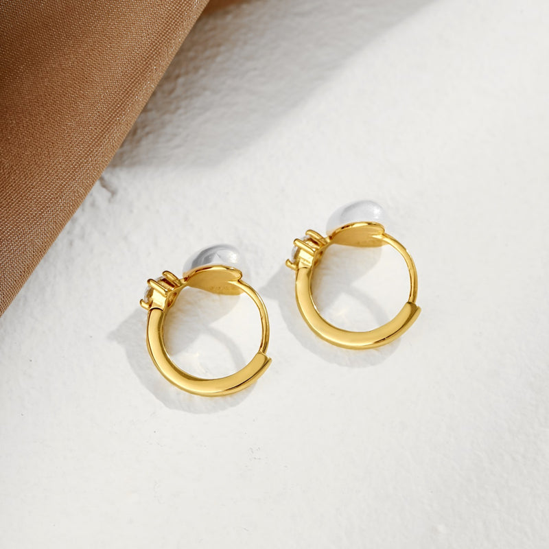 Heart of Pearl Hoop Earrings