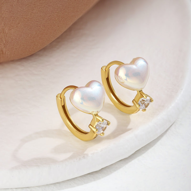 Heart of Pearl Hoop Earrings