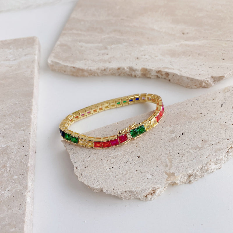 Radiant Rainbow Square Bracelet