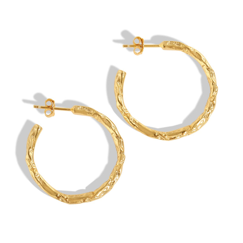 Textured Gold Hoop Earrings