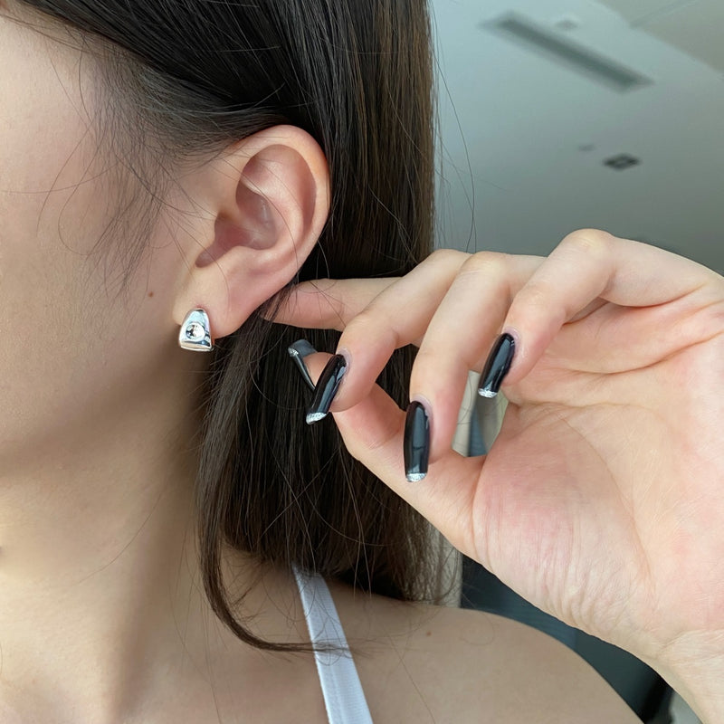 Sculpted Silver Hoop Earrings