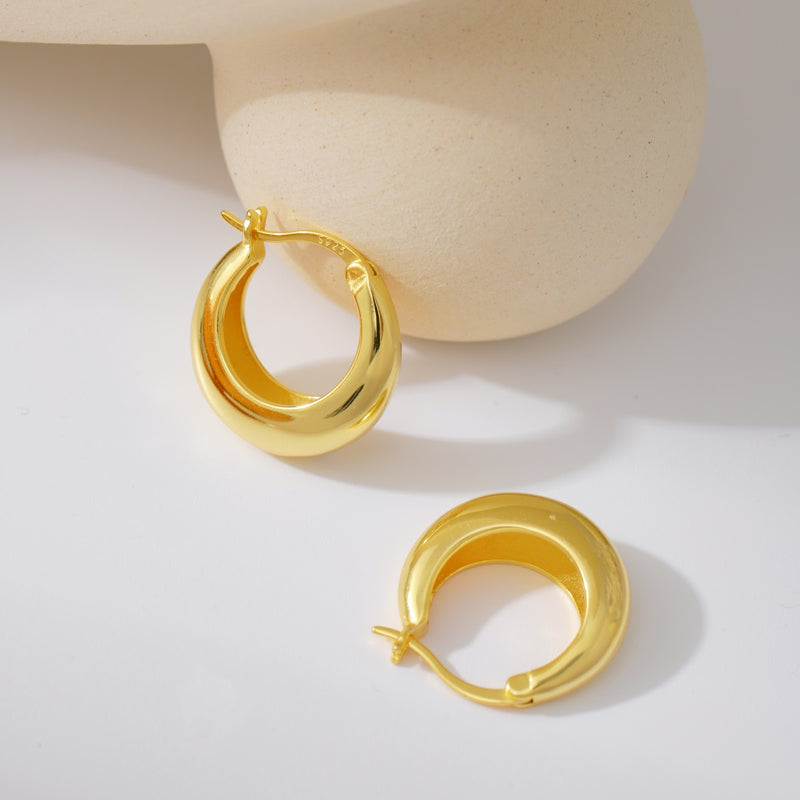 Golden Crescent Hoop Earrings