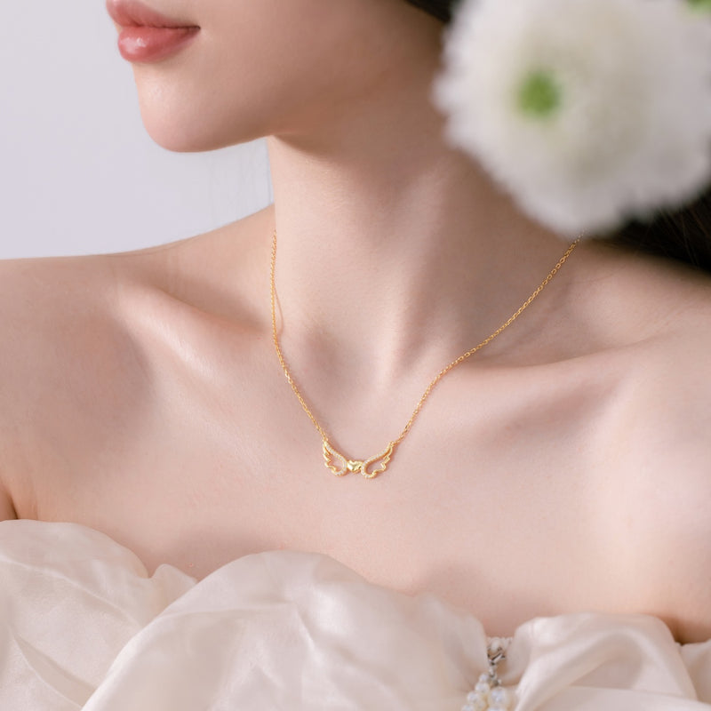 Golden Heart Wing Necklace