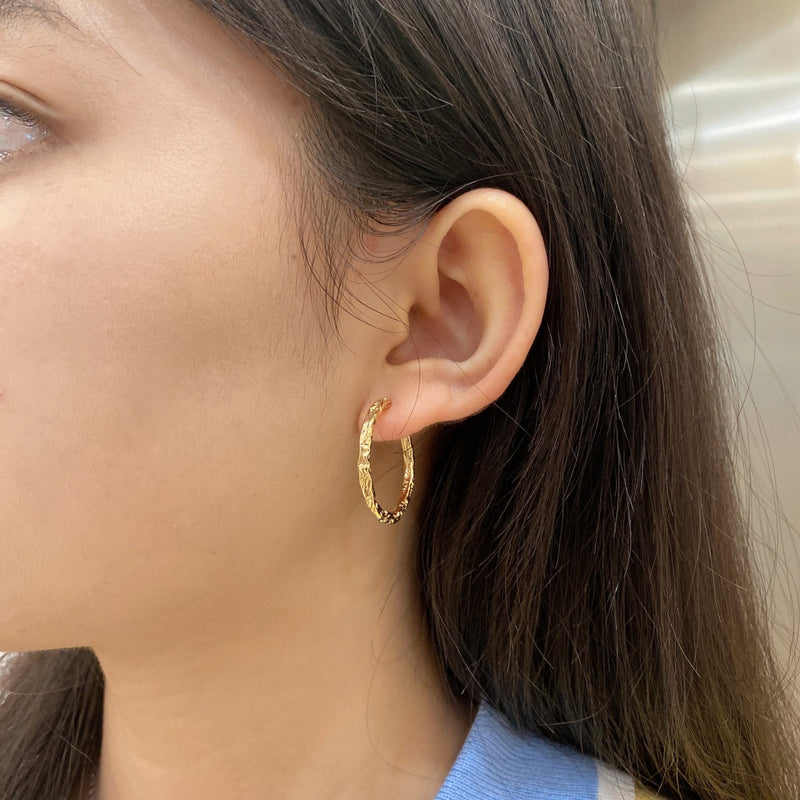 Textured Gold Hoop Earrings