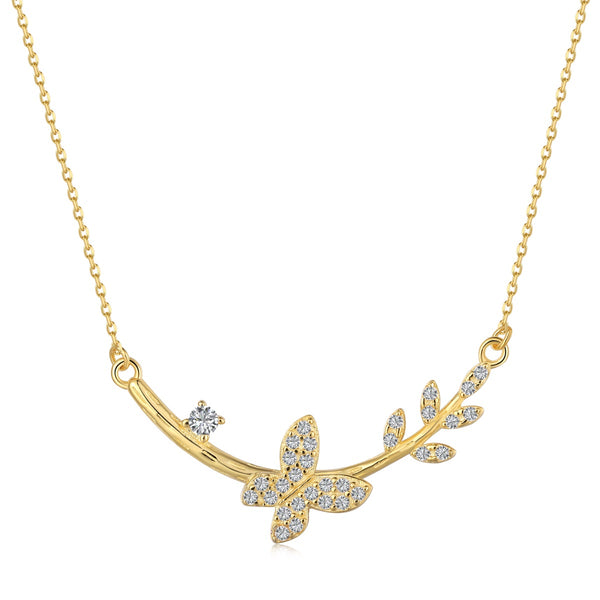 Golden Butterfly Branch Necklace