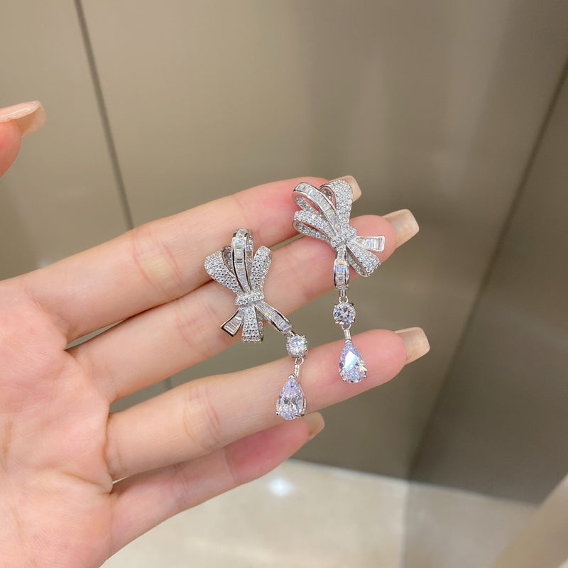 Elegant Bow Tie Drop Earrings