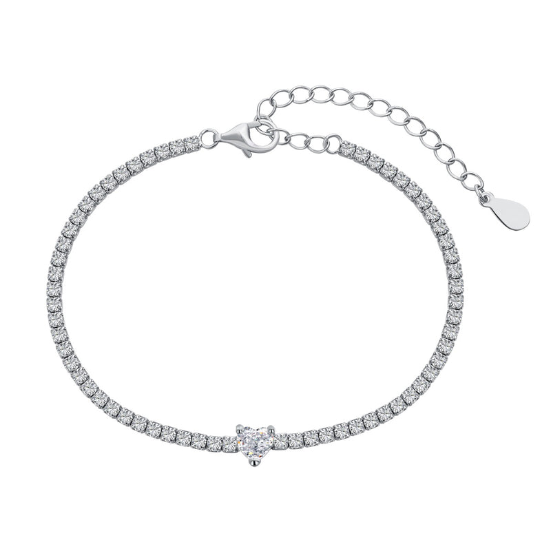 Heart Ice-Cut Solitaire Bracelet