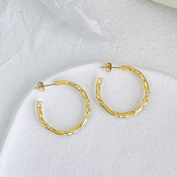 Textured Gold Hoop Earrings