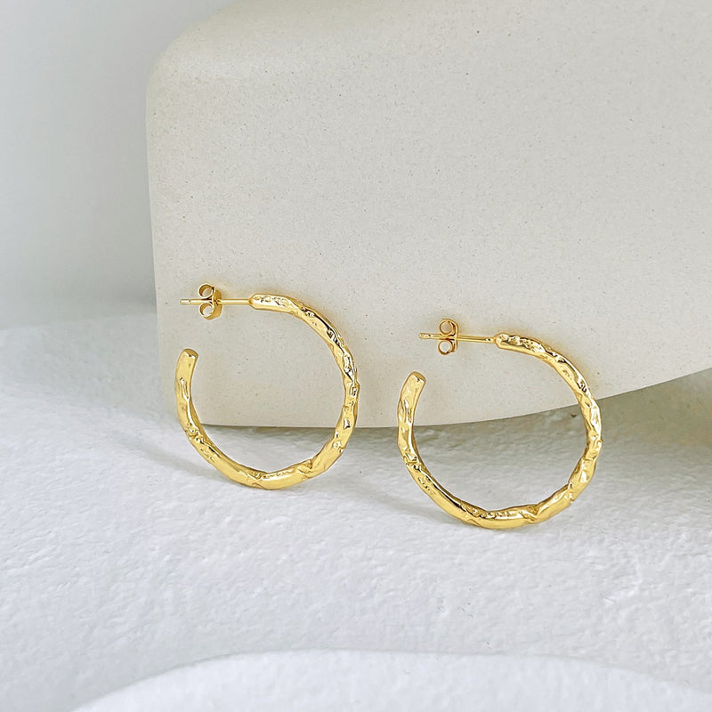 Textured Gold Hoop Earrings