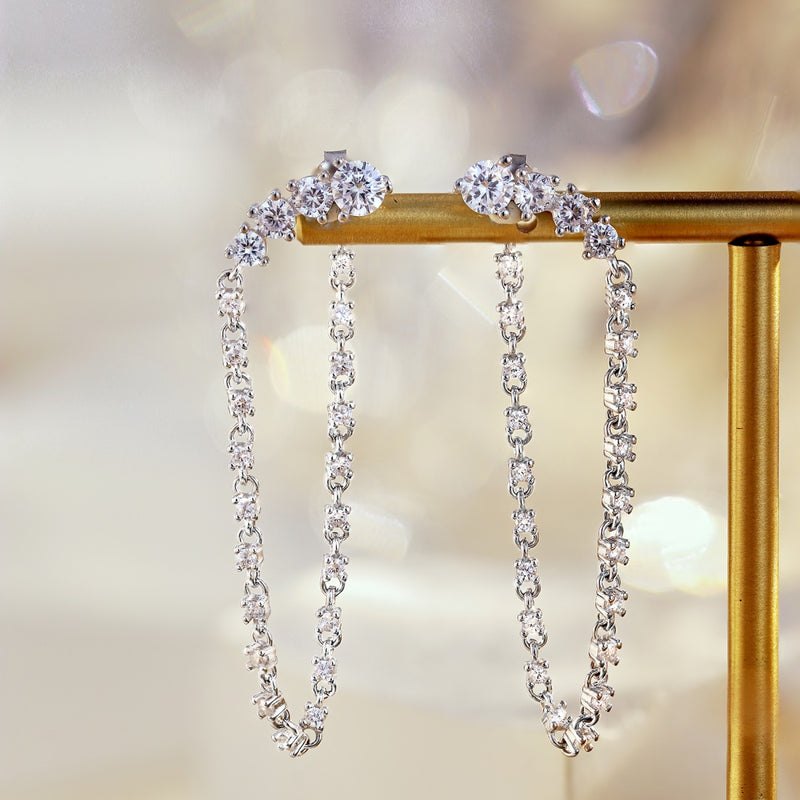 Crystal Chain Drapes Earrings