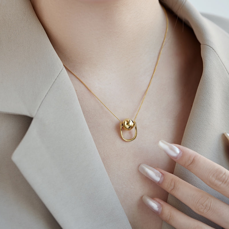 Golden Initial Emblem Necklace