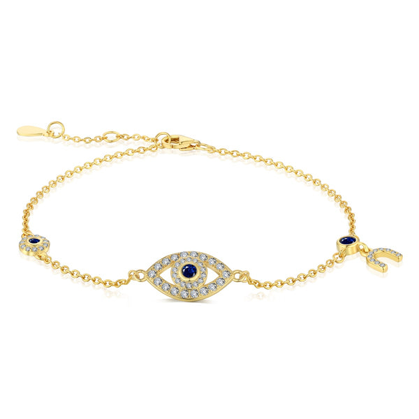 Golden Sapphire Evil Eye Bracelet